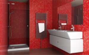 red bathroom